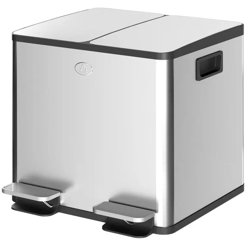 Stainless Steel Kitchen Bin with 2 x 15 L Compartments
