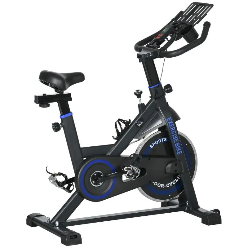 Exercise Bike with Adjustable Resistance, 8 kg Flywheel, LCD Screen, Adjustable Handlebars and Seat, Blue