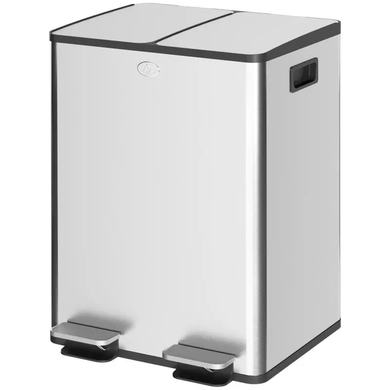 2 x 20 L Stainless Steel Kitchen Bin, Silver