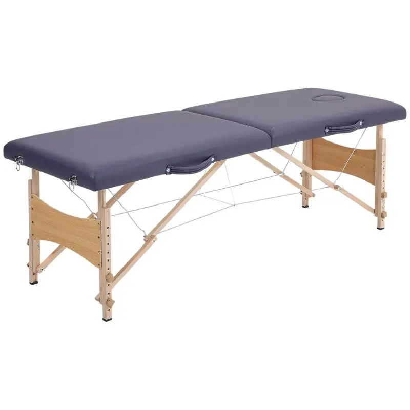 Foldable Massage Table, Adjustable Height, Purple