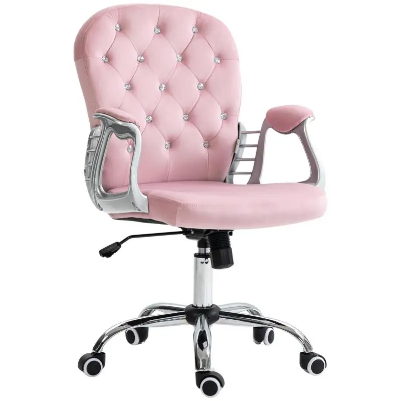 Velvet Desk Chair with Armrests, Pink