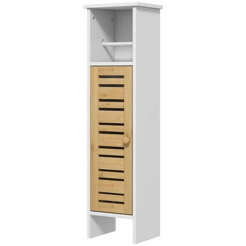 Bathroom Storage Unit with Toilet Paper Holder, White