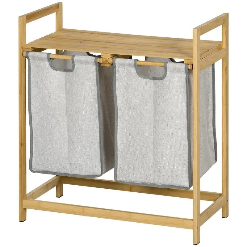 Bamboo Laundry Hamper with 2 Removable Bags