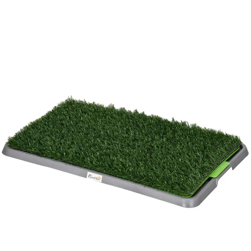 Dog Toilet with 2 Artificial Grass Pads, Grid and Tray for Puppy Training, 67x41x3.5 cm, Green