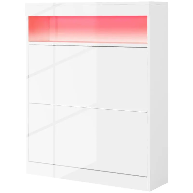 Shoe Cabinet with LED Lights and 2 Drawers