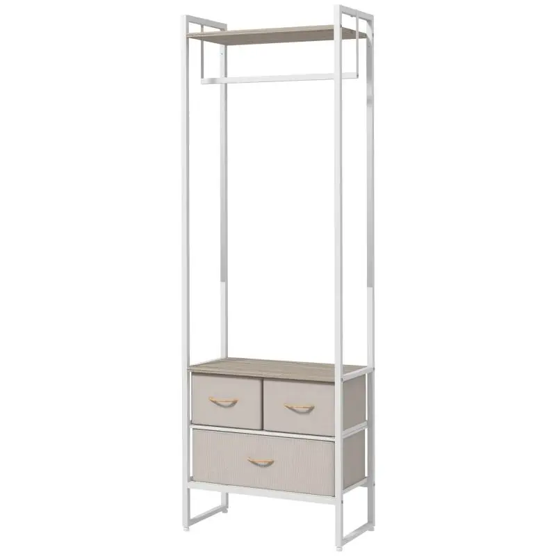 Hallway Coat Rack with 3 Fabric Drawers
