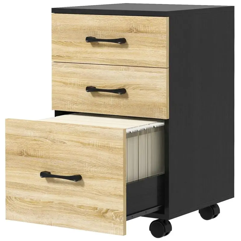 Office Filing Cabinet with Wheels and Hanging Rail