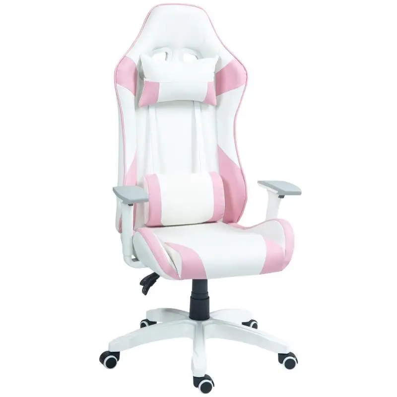 Gaming Chair with Lumbar Pillow, Pink