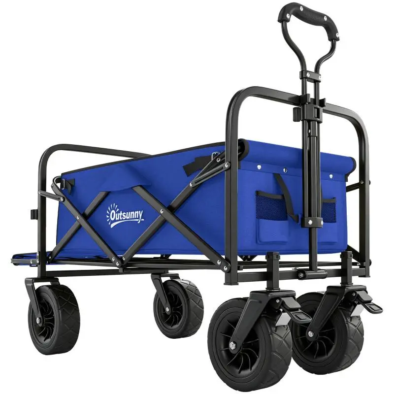 Foldable Garden Wagon with Carry Bag, Dark Blue