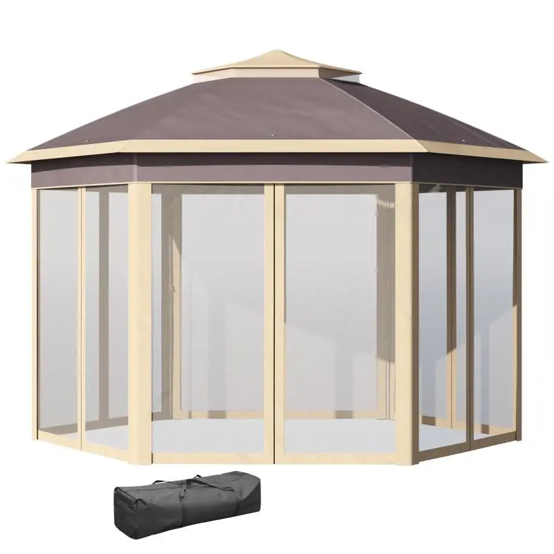 Hexagonal Garden Gazebo with Mosquito Nets, 405 cm