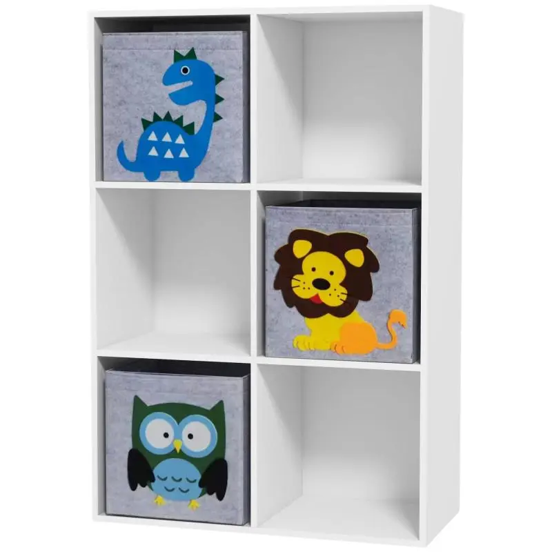 Children's Bookcase with 6 Compartments and 3 Drawers