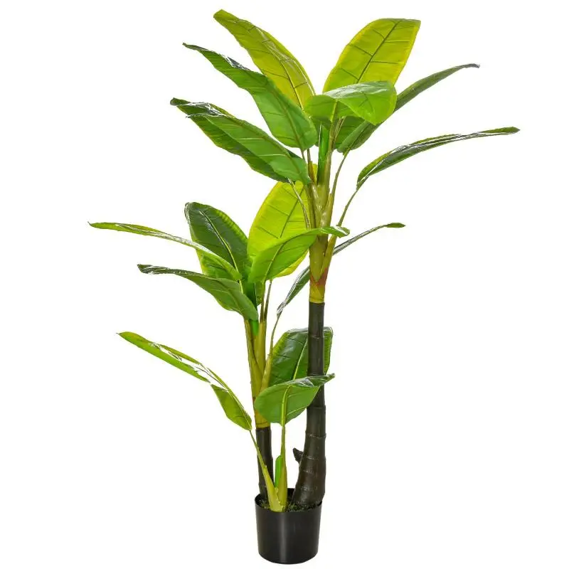 Artificial Banana Plant 150cm with Pot and 18 Leaves, Artificial Plant for Home Decoration, Terrace, Garden, Living Room, Green