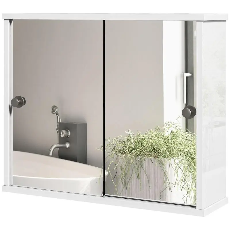 Wall-Mounted Mirrored Cabinet with Adjustable Shelf