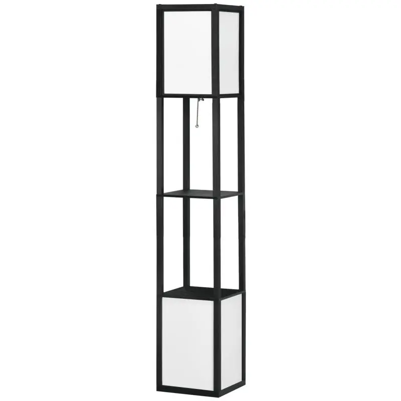 Wooden Floor Lamp with Shelf for E27 Bulb