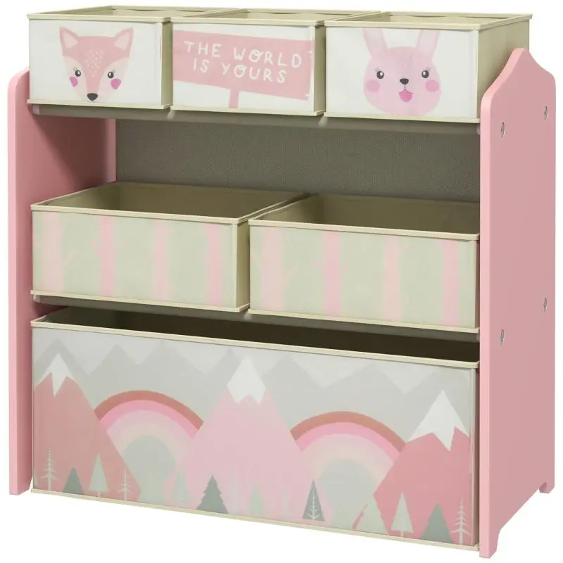 Kids Toy Organiser with 6 Fabric Bins, 63 cm