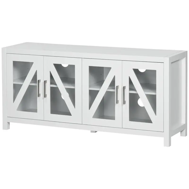 TV Stand with Glass Doors, 130 cm, White