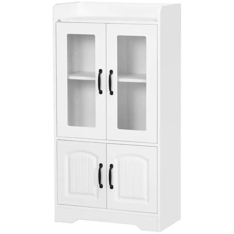 Display Cabinet Bookcase with Glass Doors, 60 cm, White