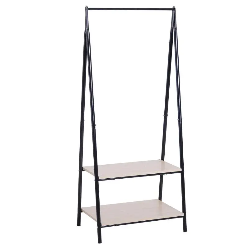 Freestanding Clothes Rack with Shelves, 149 cm, Black