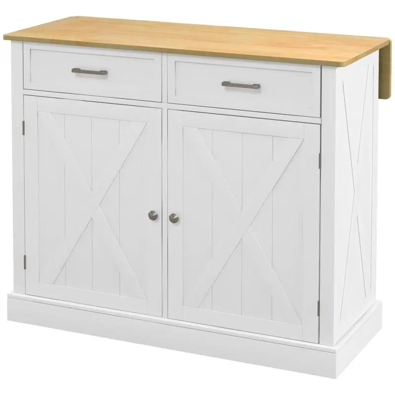 Kitchen Island Cart with Foldable Wooden Worktop