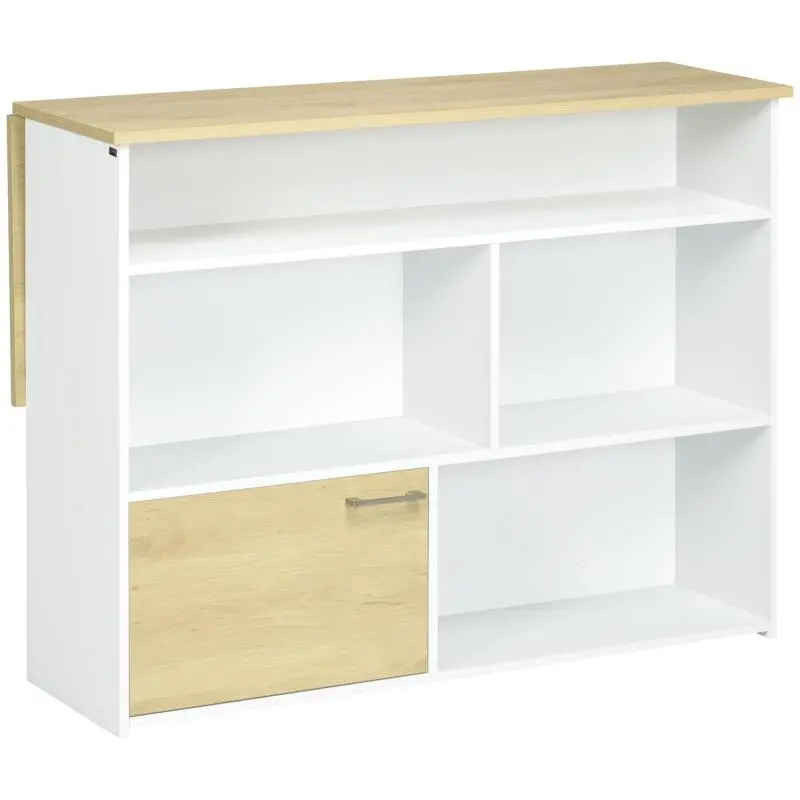 Kitchen Island with Drop-Leaf and Storage Compartments