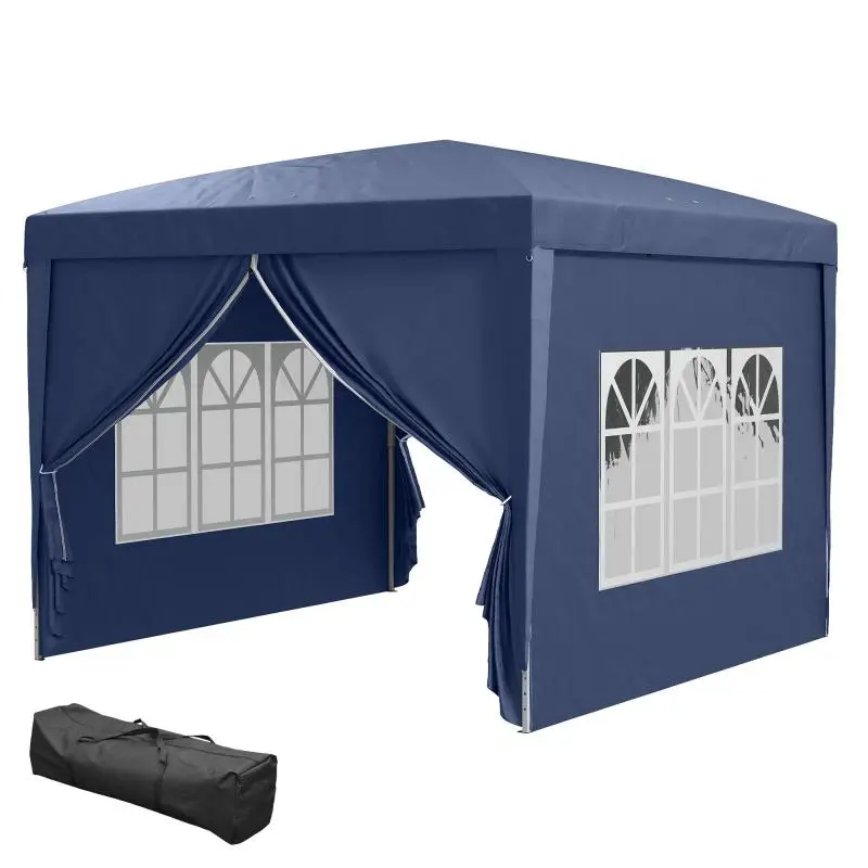 Folding Gazebo with 4 Detachable Walls, 3 x 3 m, Blue