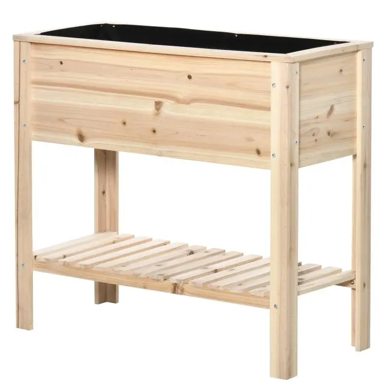 Raised Garden Bed with Shelf, 90 x 40 x 81 cm