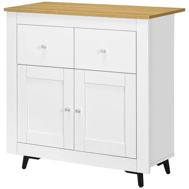 Kitchen Sideboard with Doors and Drawers, White