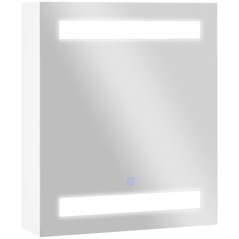 Bathroom Cabinet with Mirror and LED Light with 2 Shelves and Touch Switch for Bedroom Toilet 50x15x60 cm White
