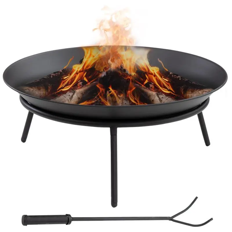 Metal Fire Pit with Poker, 47 cm
