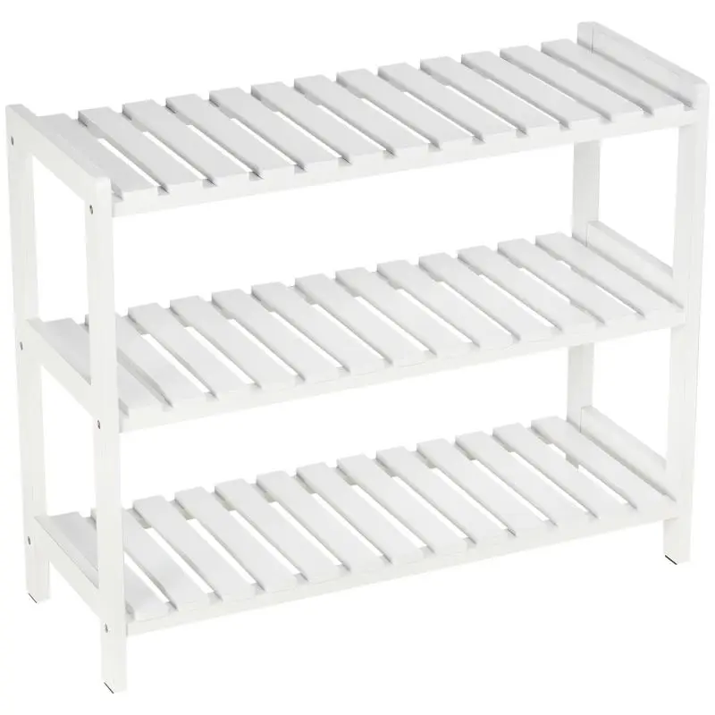 3-Tier Wooden Shoe Rack, 9 Pairs, White