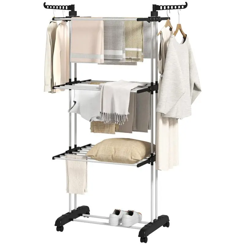 Folding Clothes Drying Rack with Wheels