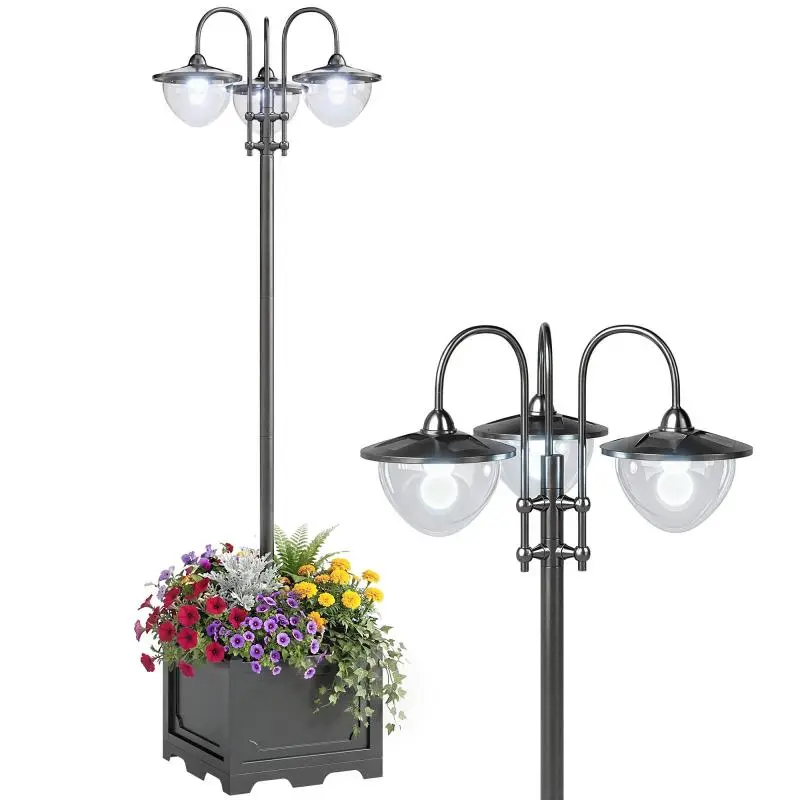Solar Garden Lamp with 18 LEDs, Black