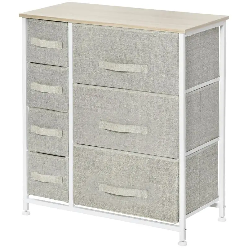 7-Drawer Fabric Chest of Drawers, Grey