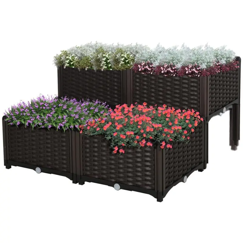 Raised Planter, 40 x 40 x 44 cm, Brown