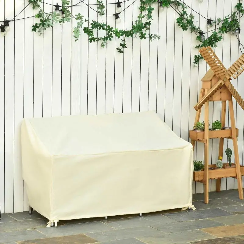 2-Seater Garden Bench Cover, 140 × 84 × 56/94 cm, Cream