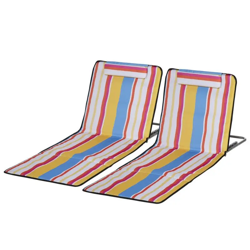 Set of 2 Foldable Beach Mats, 124 × 53 × 45 cm, Multicolour