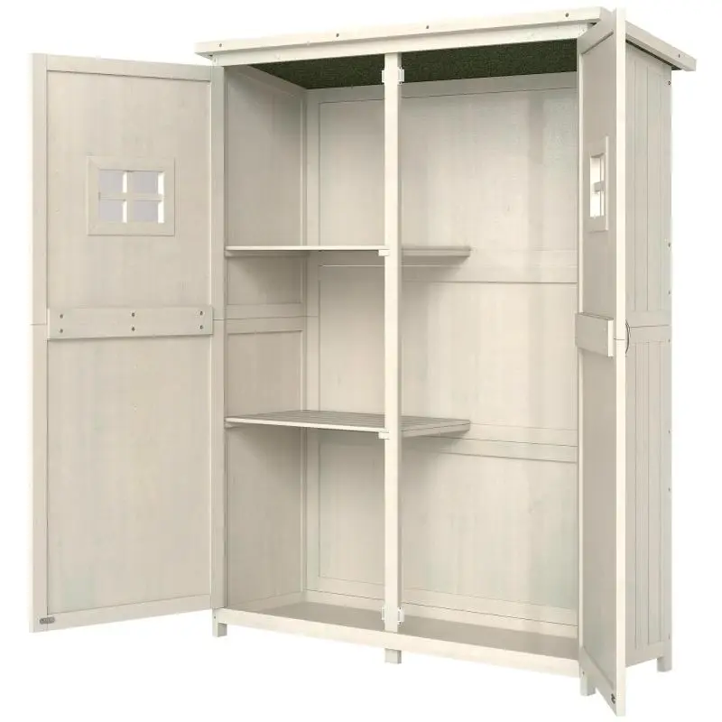 Wooden Garden Tool Cabinet, Grey