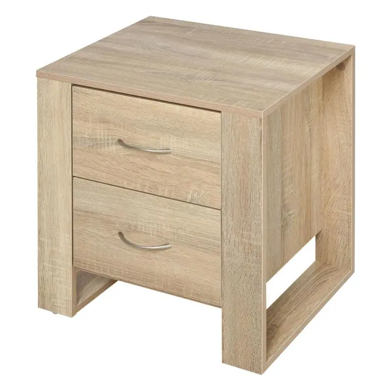 Bedside Table with Drawers and Modern Style Side Table for Bedroom Living Room 48x39x54 cm Natural