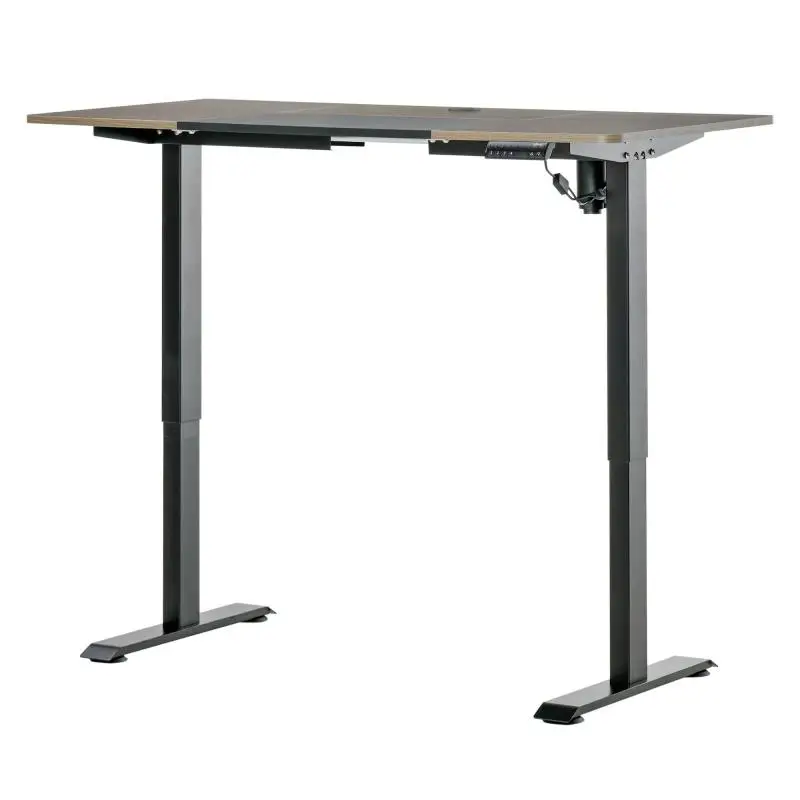 Electric Height-Adjustable Desk, 140 x 70 cm, Black and Teak