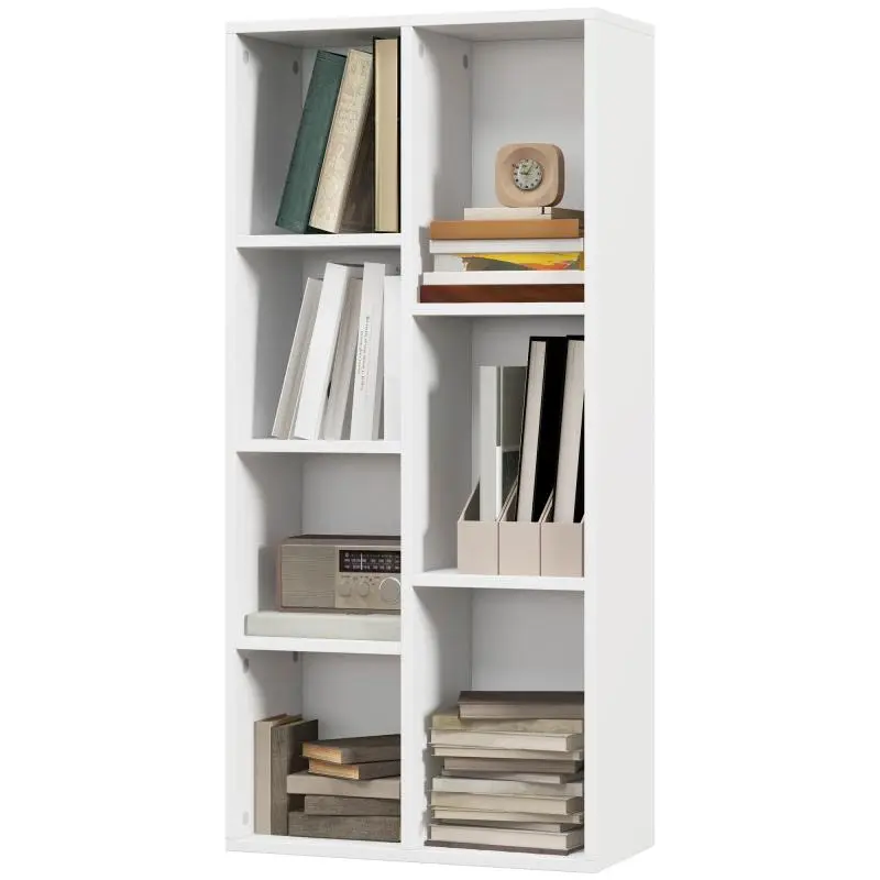 White Bookshelf with 7 Compartments