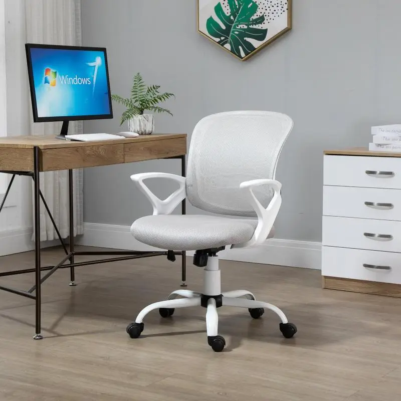 Grey Mesh Office Chair with Adjustable Height