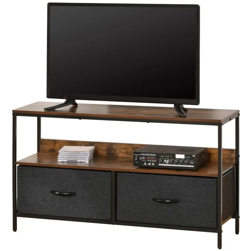 TV Stand with Shelf and 2 Fabric Drawers