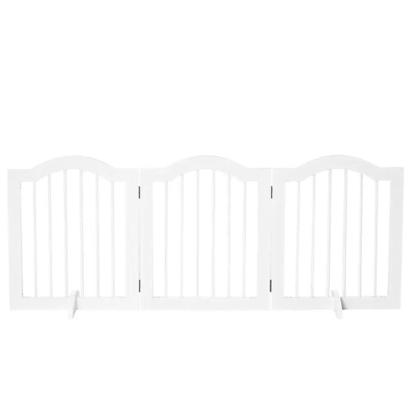 Foldable Safety Gate for Small Dogs, 3-Panel Dog Barrier for Home Use, 154.5x29.5x61 cm, White