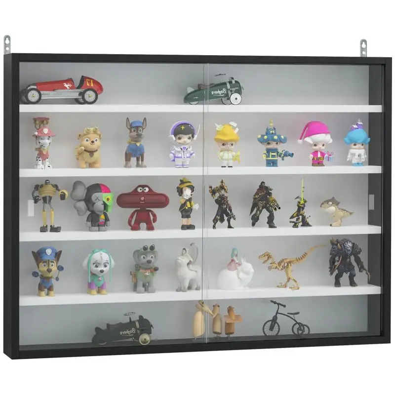 Wall-Mounted Display Cabinet with 2 Sliding Glass Doors