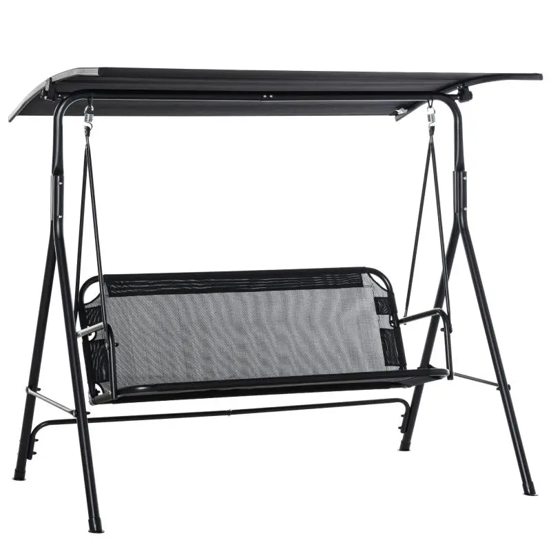 2-Seater Garden Swing Chair with Adjustable Canopy