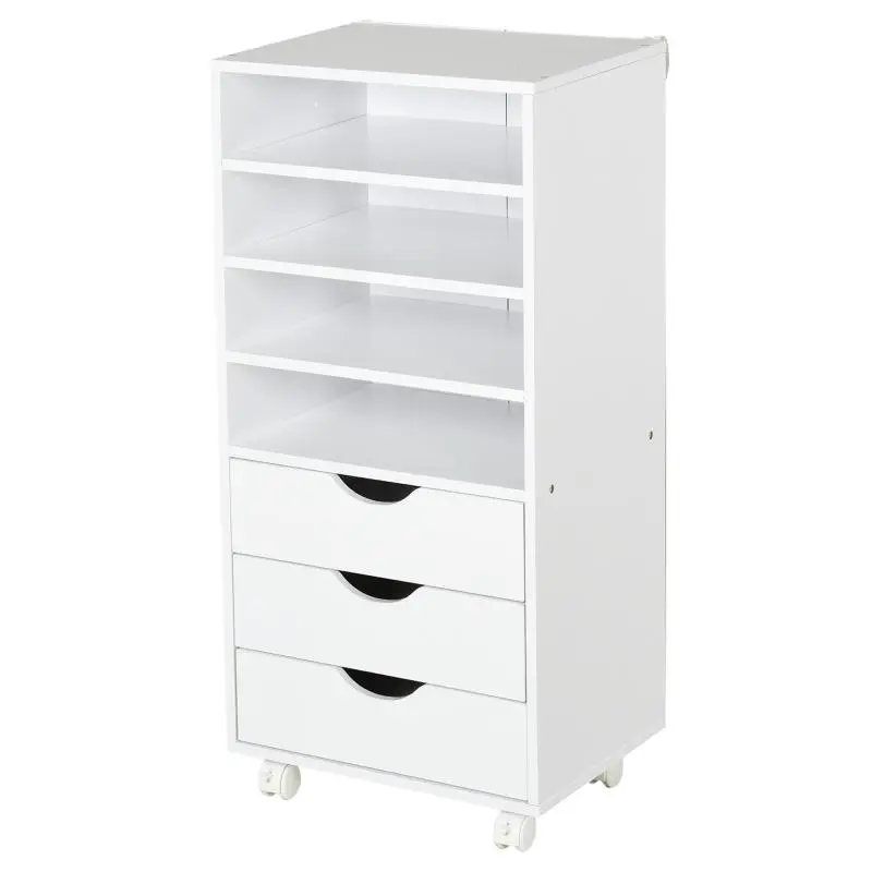 Office Storage Unit with 3 Drawers and 4 Open Shelves