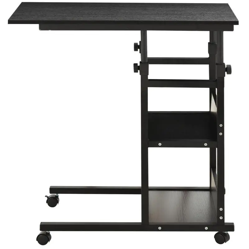 C-Shaped Sofa Side Table with Wheels