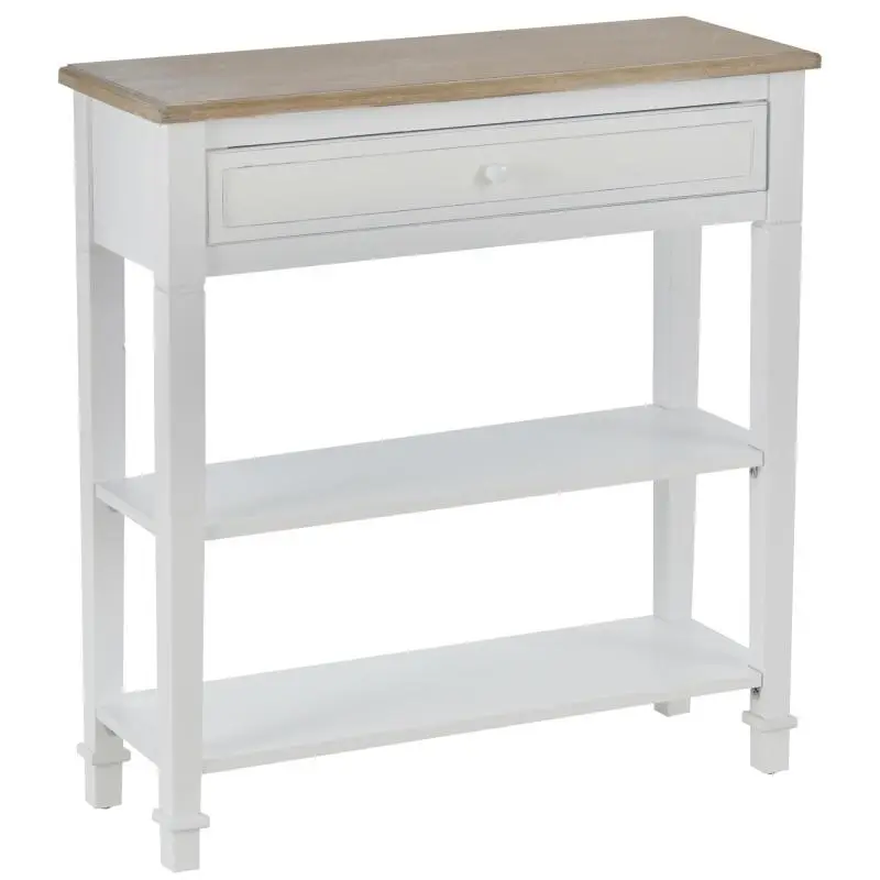 Console Table with 2 Shelves and Drawer, White