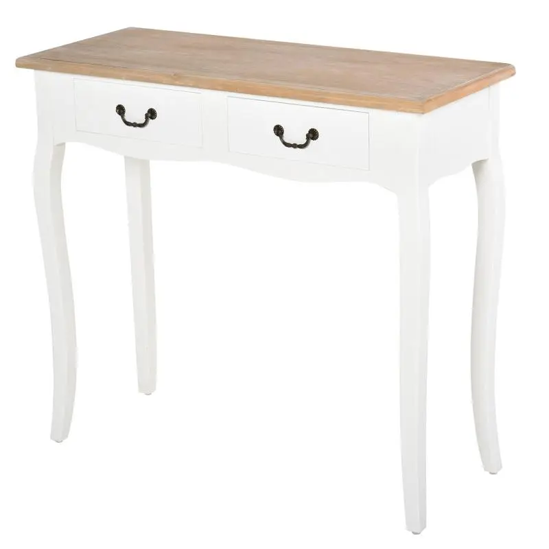 Retro Console Table with 2 Drawers, White