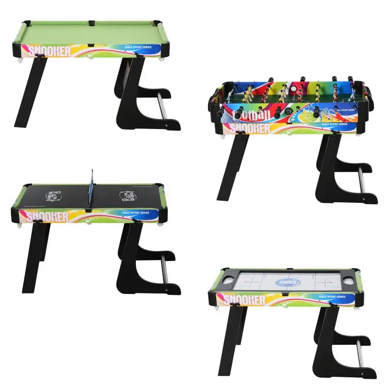 4-in-1 Folding Multi-Game Table with Foosball, Hockey, Billiards and Tabletop Ping-Pong 86.5x43.5x64 cm
